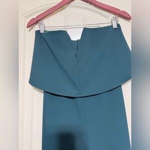 Lulu's Teal Strapless Peplum Jumpsuit